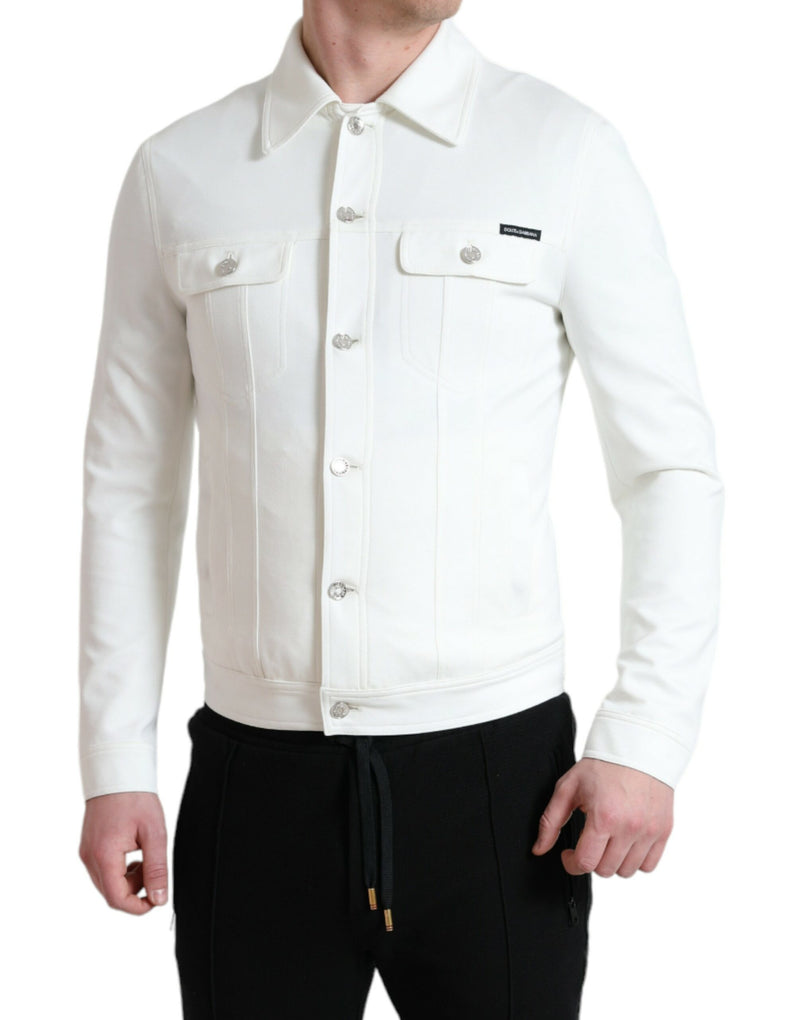 Dolce & Gabbana Elegant White Cotton Denim Jacket