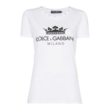 Dolce & Gabbana Elegant White Cotton Tee with Designer Emblem