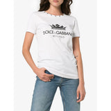 Dolce & Gabbana Elegant White Cotton Tee with Designer Emblem