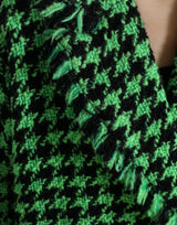 Dolce & Gabbana Elegant Green Houndstooth Trench Coat