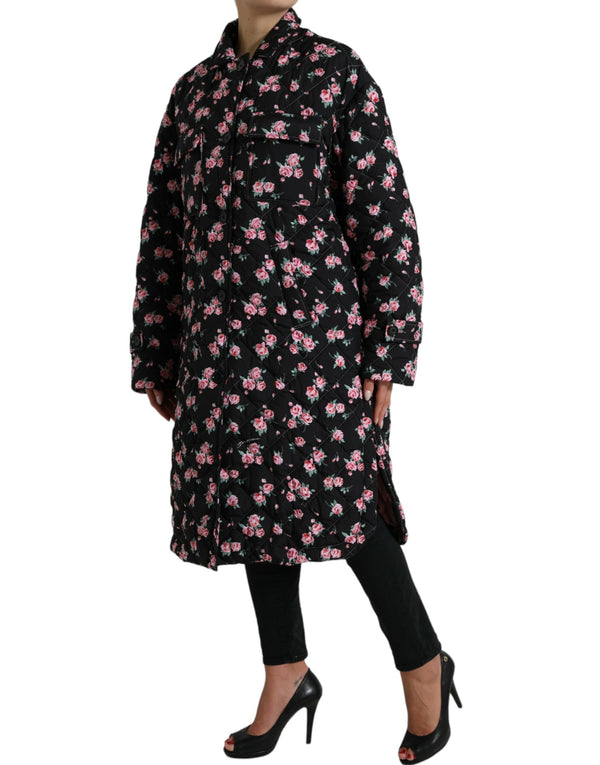 Dolce & Gabbana Elegant Floral Print Trench Coat Jacket