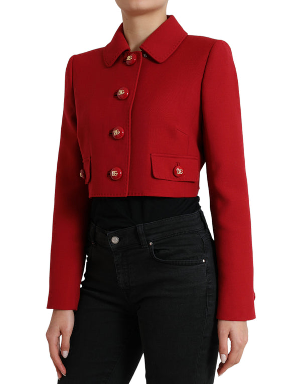 Dolce & Gabbana Red Virgin Wool Cropped Jacket