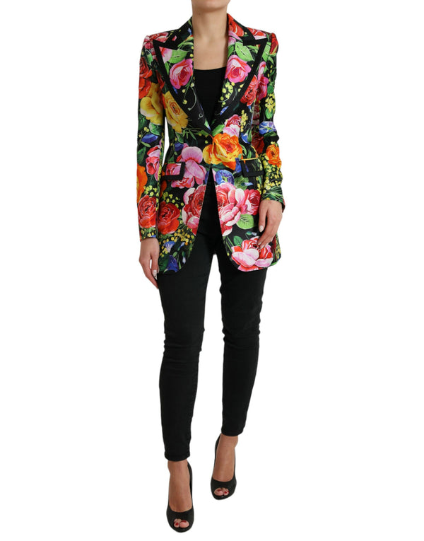 Dolce & Gabbana Elegant Multicolor Silk Blend Floral Blazer