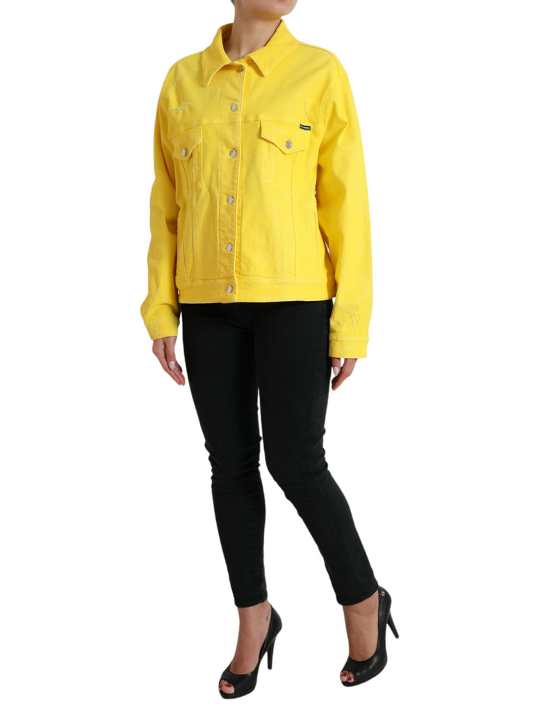 Dolce & Gabbana Exquisite Yellow Denim Button-Down Jacket