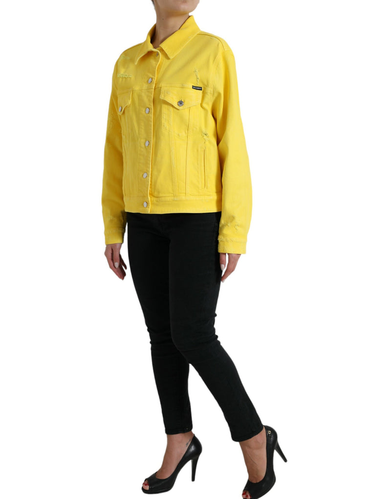 Dolce & Gabbana Chic Yellow Denim Button-Down Jacket