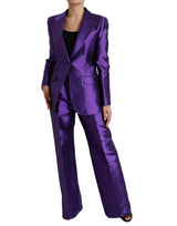 Dolce & Gabbana Elegant Purple Silk Single Breasted Suit