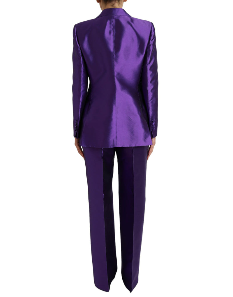 Dolce & Gabbana Elegant Purple Silk Single Breasted Suit