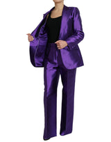 Dolce & Gabbana Elegant Purple Silk Single Breasted Suit