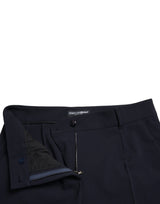 Dolce & Gabbana Elegant Mid Waist Tapered Pants in Blue