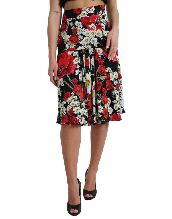 Dolce & Gabbana Floral A-Line Midi Silk Skirt - Elegant and Chic