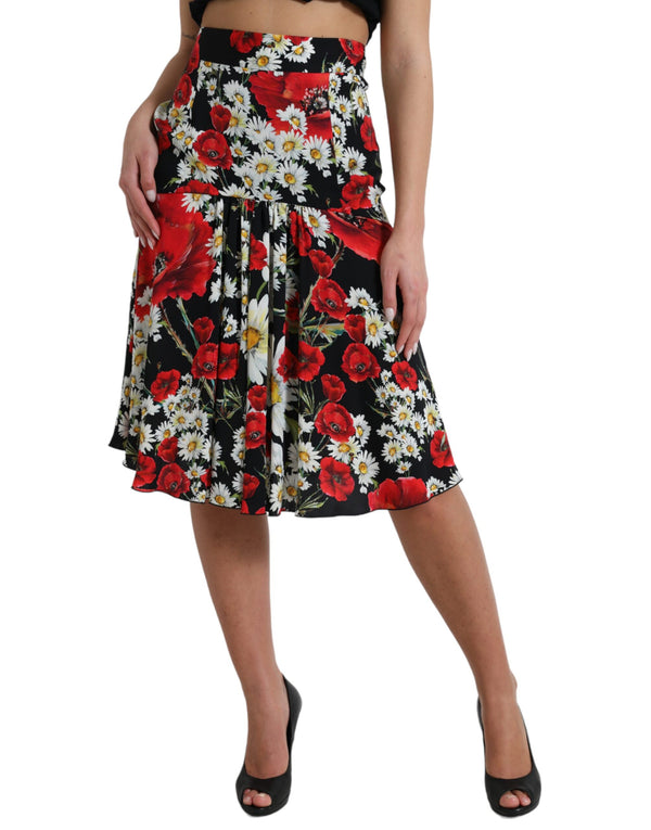 Dolce & Gabbana Floral A-Line Midi Silk Skirt - Elegant and Chic