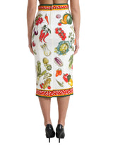 Dolce & Gabbana Elegant High-Waist Vegetable Print Silk Skirt