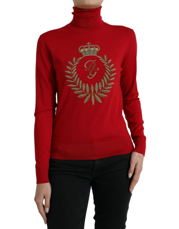 Dolce & Gabbana Elegant Red Turtleneck Wool Blend Sweater