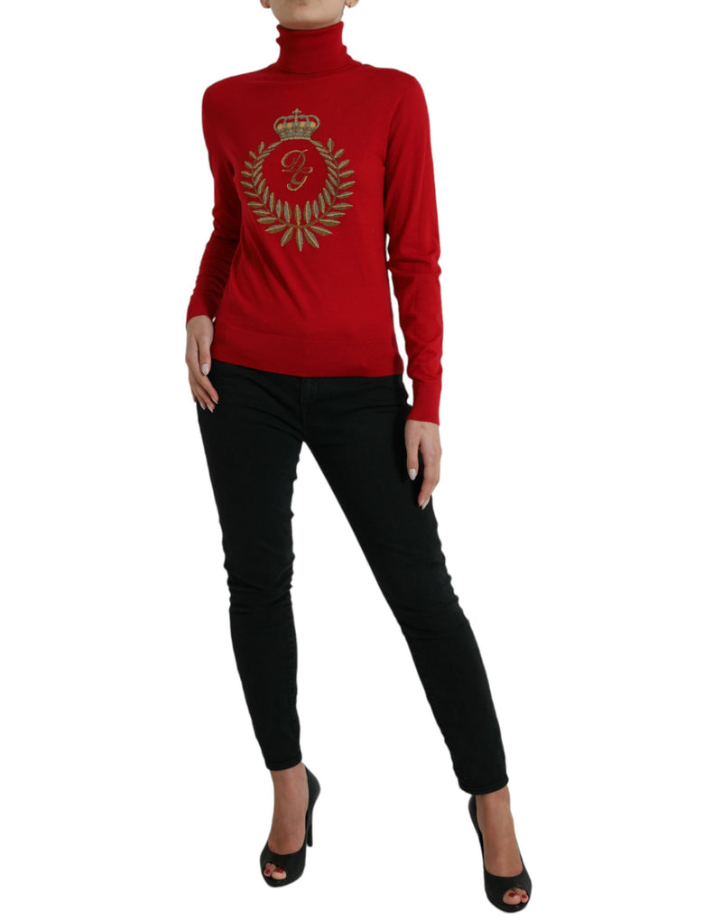 Dolce & Gabbana Elegant Red Turtleneck Wool Blend Sweater