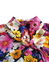 Dolce & Gabbana Floral Silk Blouse with Front Tie Fastening