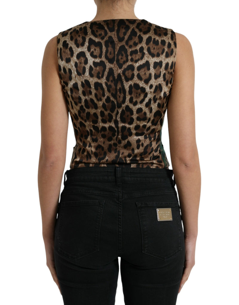 Dolce & Gabbana Floral Leopard Print Silk Waistcoat