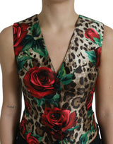 Dolce & Gabbana Floral Leopard Print Silk Waistcoat