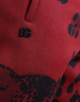 Dolce & Gabbana Elegant Leopard Print Joggers in Red and Black