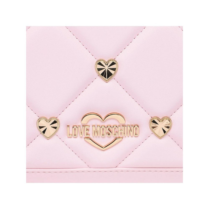 Love Moschino Chic Pink Faux Leather Crossbody Bag with Gold Accents