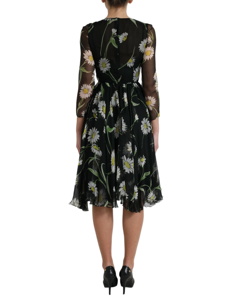 Dolce & Gabbana Elegant Floral Sheer A-Line Silk Dress