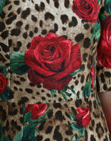 Dolce & Gabbana Elegant A-Line Leopard & Floral Dress