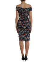 Dolce & Gabbana Elegant Floral Sheath Off Shoulder Dress