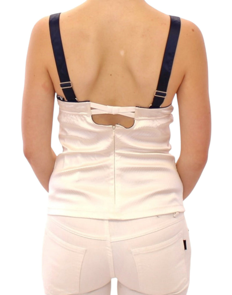 Dolce & Gabbana White Sailor Motif Stretch Tank Top