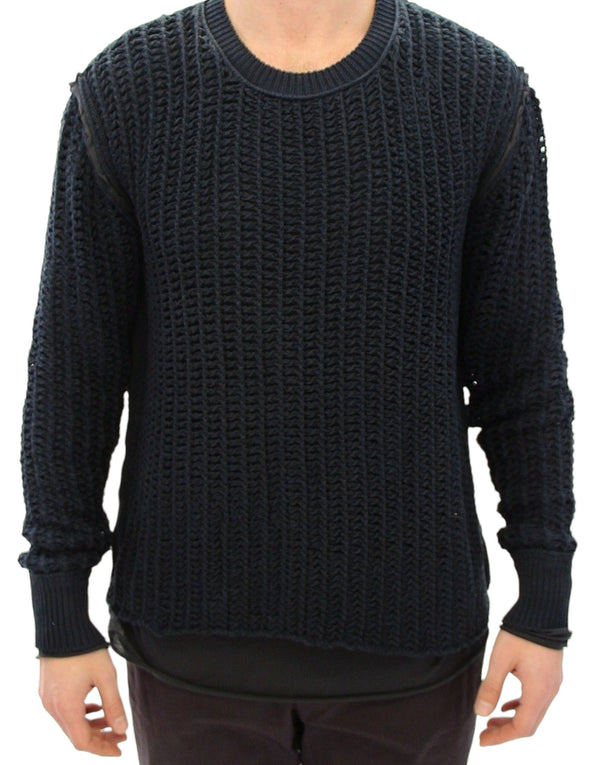 Dolce & Gabbana Elegant Blue and Black Layered Sweater