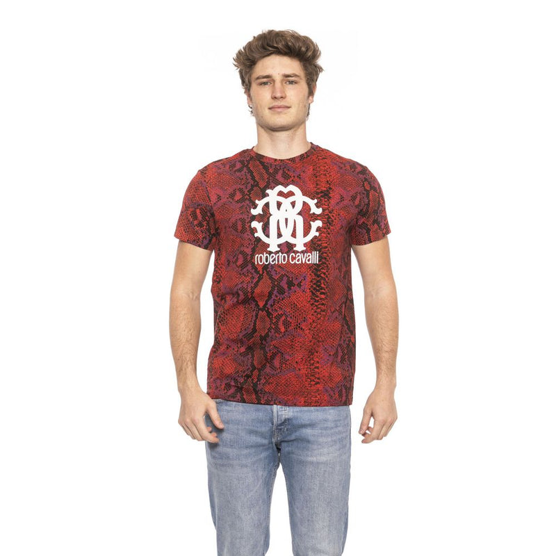 Roberto Cavalli Beachwear Red Cotton Men T-Shirt