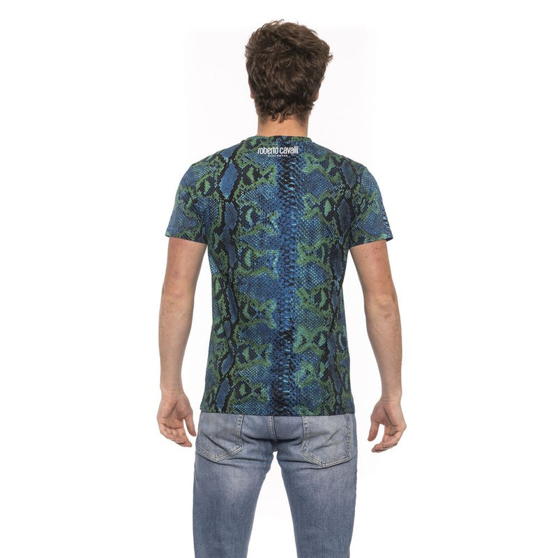 Roberto Cavalli Beachwear Teal Cotton Men T-Shirt