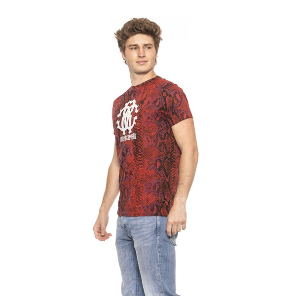 Roberto Cavalli Beachwear Red Cotton Men T-Shirt