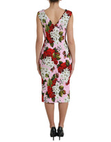 Dolce & Gabbana Elegant Floral Sheath Midi Dress in Pink