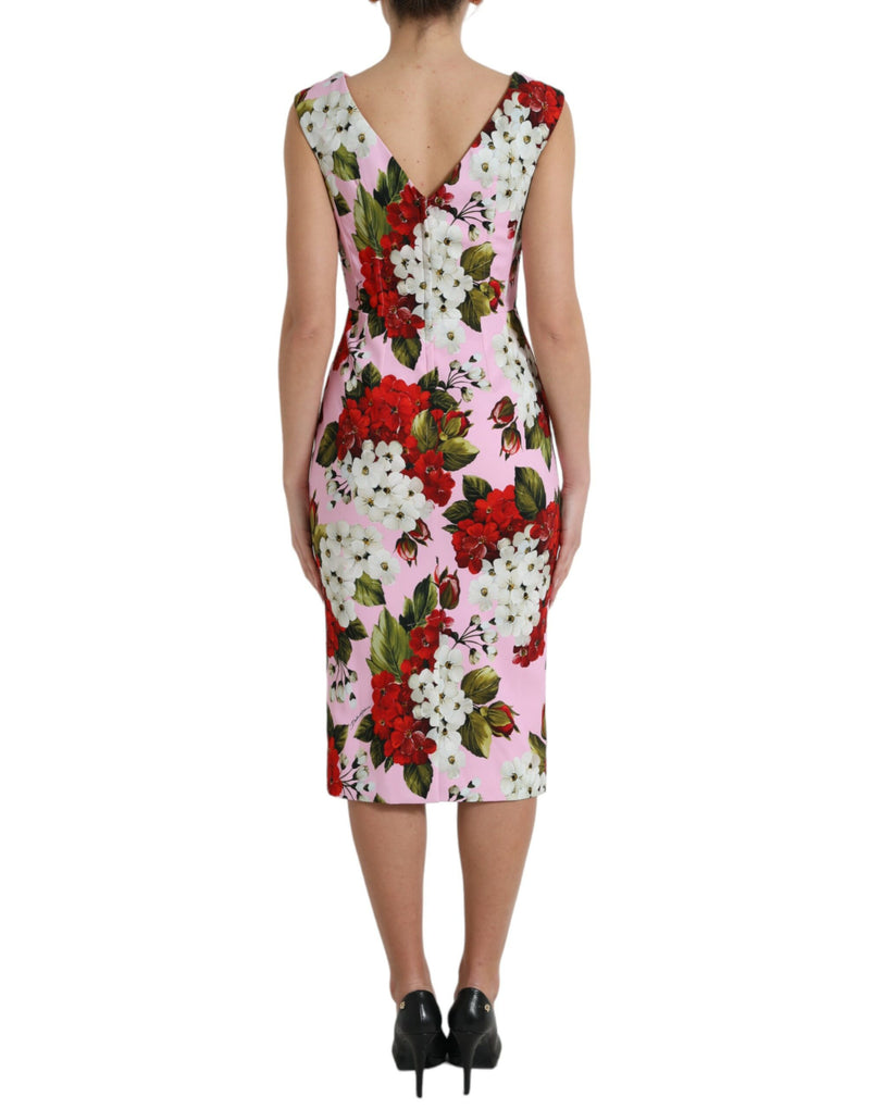 Dolce & Gabbana Elegant Floral Sheath Midi Dress in Pink