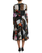 Dolce & Gabbana Elegant Patchwork Silk Midi A-Line Dress