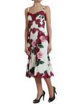 Dolce & Gabbana Elegant White Lace Silk Floral A-line Dress