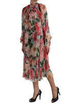 Dolce & Gabbana Elegant Floral Silk A-Line Dress