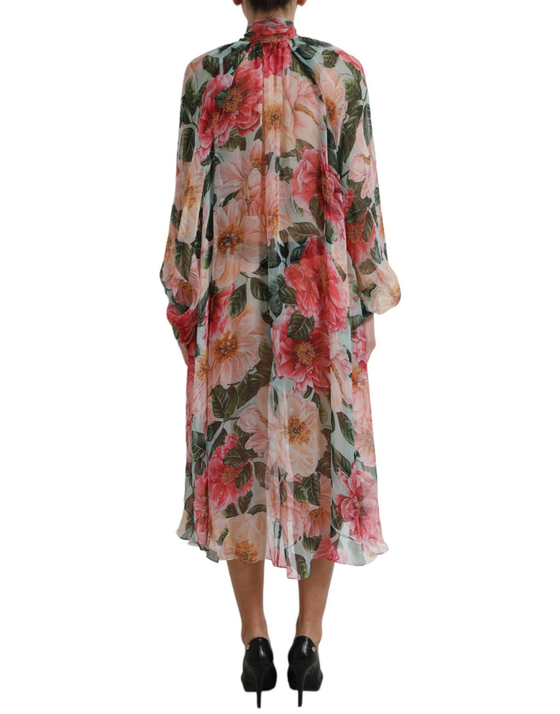 Dolce & Gabbana Elegant Floral Silk A-Line Dress