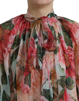 Dolce & Gabbana Elegant Floral Silk A-Line Dress