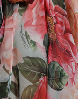 Dolce & Gabbana Elegant Floral Silk A-Line Dress