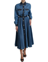 Dolce & Gabbana Elegant Denim A-Line Midi Dress