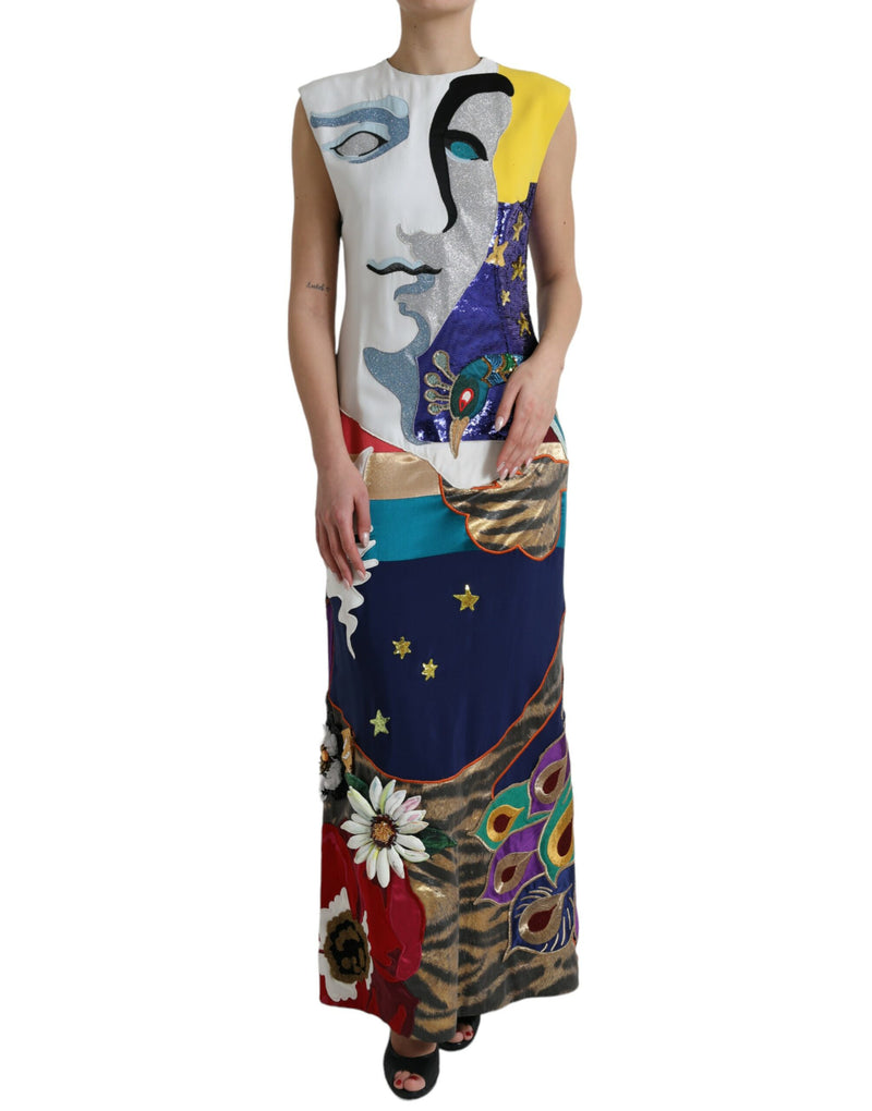 Dolce & Gabbana Elegant Multicolor Silk Patchwork Maxi Dress