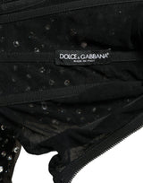 Dolce & Gabbana Elegant Crystal-Embellished Long Black Dress