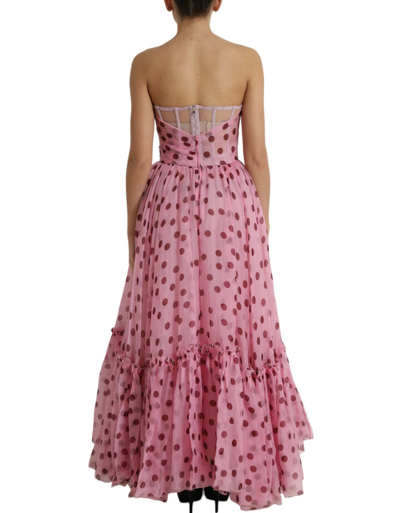 Dolce & Gabbana Chic A-Line Strapless Silk Dress in Pink