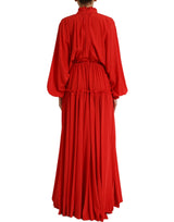 Dolce & Gabbana Elegant Red Silk A-Line Long Dress