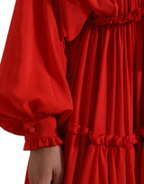 Dolce & Gabbana Elegant Red Silk A-Line Long Dress