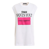 Dolce & Gabbana Chic Sleeveless Cotton Tee with Embroidery