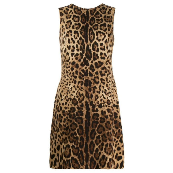 Dolce & Gabbana Elegant Leopard Print Stretch Dress