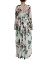 Dolce & Gabbana Ethereal White Silk Floral Maxi Dress