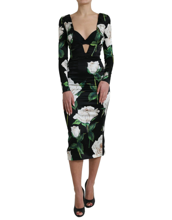 Dolce & Gabbana Elegant Floral Bodycon Midi Dress