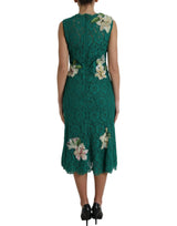 Dolce & Gabbana Elegant Lace Midi Dress with Floral Appliques